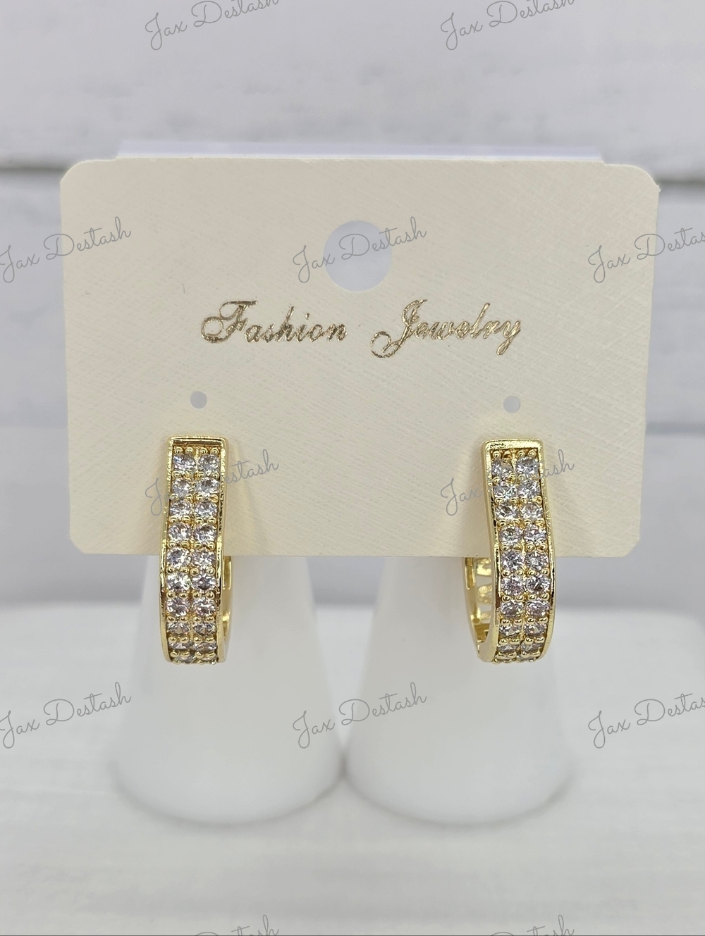 Gold Tone Crystal Pave Hoop Earrings ER4839